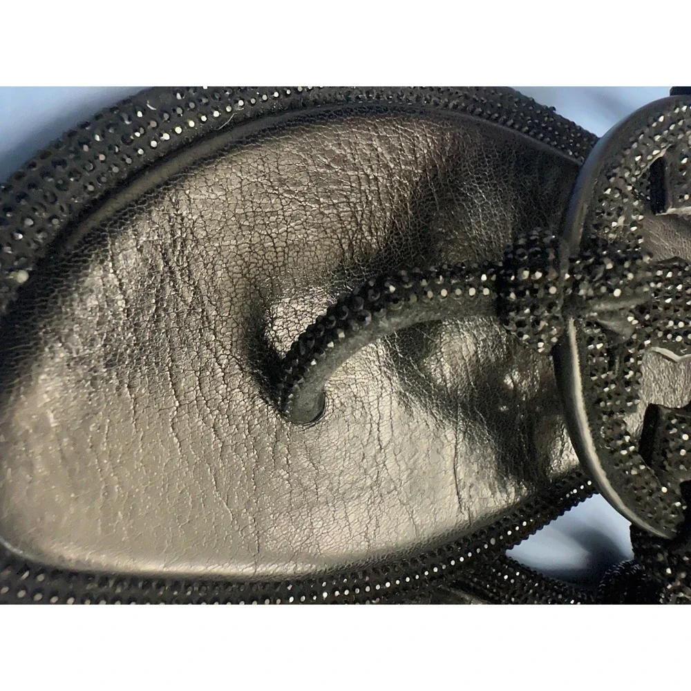 Tory Burch Women Size 9.5 Miller Knotted Pave Sandals Black Crystal Embellished